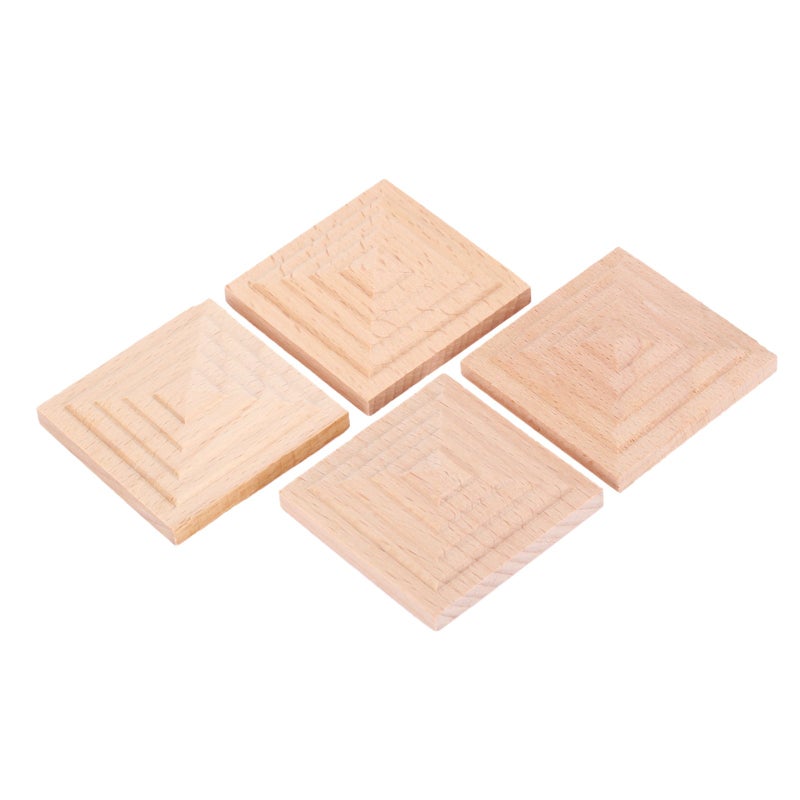 MUXSAM Square Wood Carved Appliques  4-Pack Unpainted Wooden Carvings Decals Overlay Onlays for Mirrors Walls Doors Cabinet Dresser Mantel Fireplace Bed Cupboard DIY Project  8x8cm/3.15""x3.15"" - Image 3