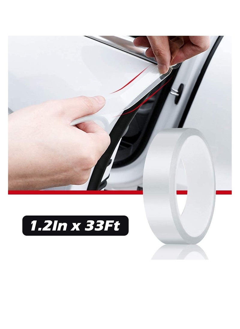 SYOSI - Car Door Edge Guard Clear Universal Door Sill Guard Car Door Trim Edge Guard Protection Film Anti-Collision Fits for Most Car 33Ft x 1.2In, Transparent - Image 1