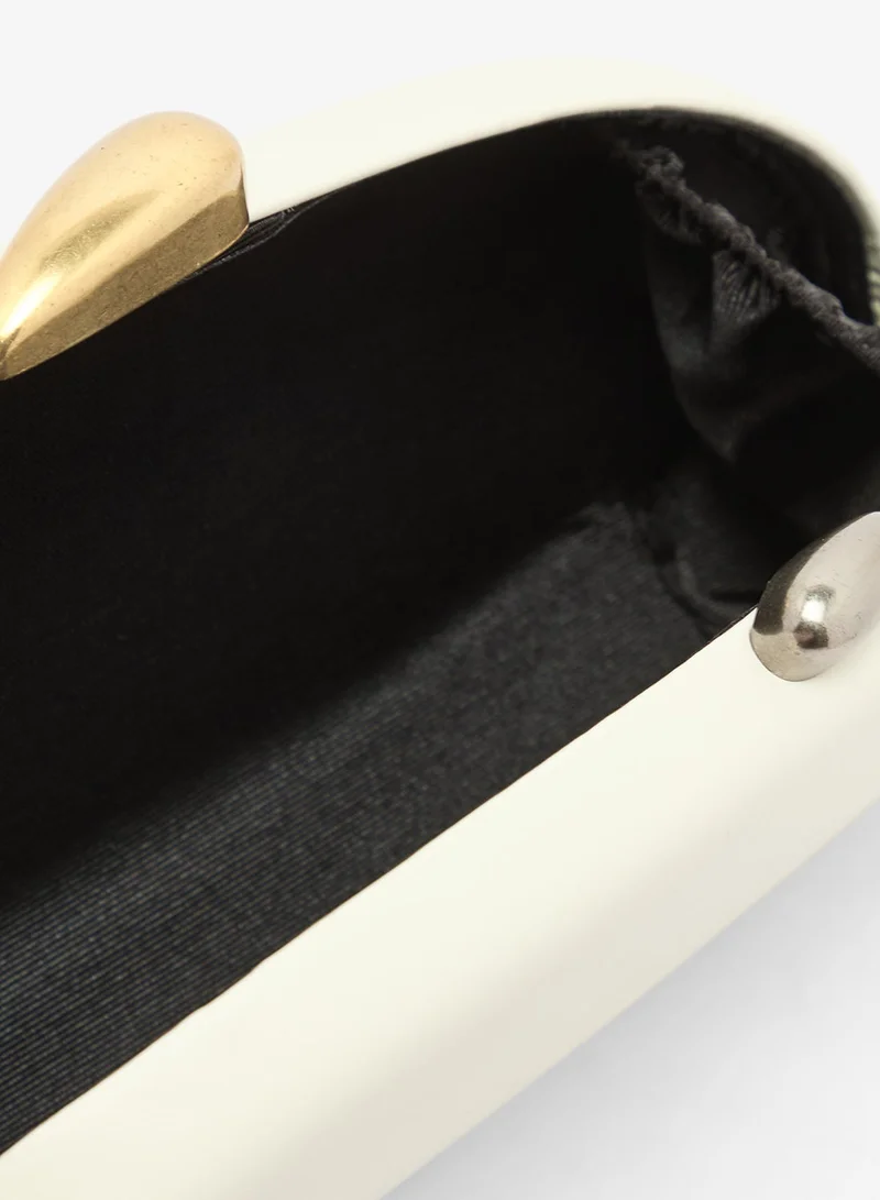 Ella Limited Edition White Asymmetrical Statement Clutch With Gold Accent for Women | Best Price UAE