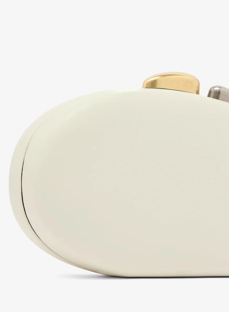 Ella Limited Edition White Asymmetrical Statement Clutch With Gold Accent for Women | Best Price UAE