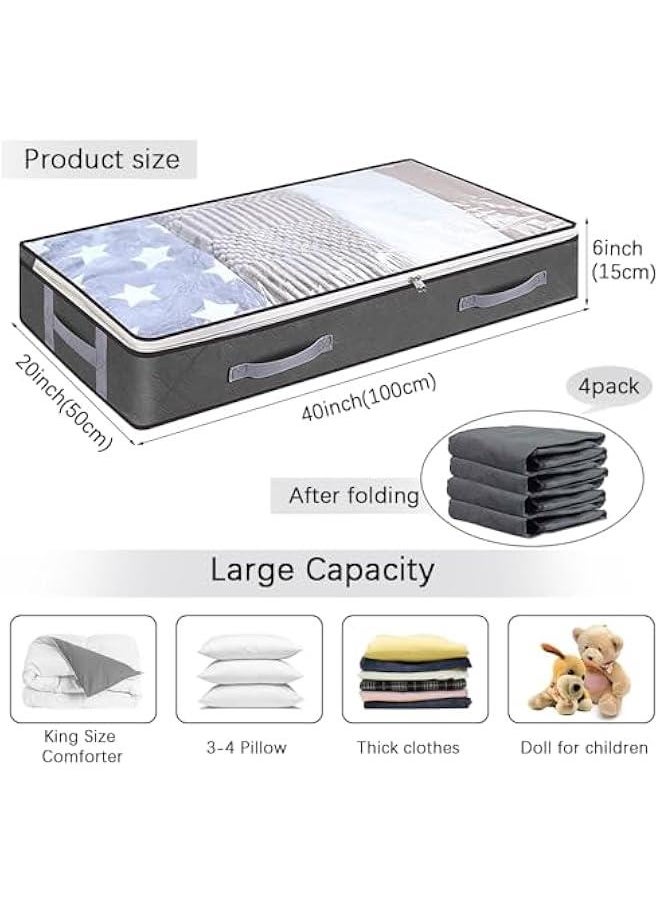 HOOKOR 4 Pack Under Bed Storage Containers, Closet Organizers and Storage Bins, Collapsible Underbed Storage Bags for Blankets, Towels, Comforter, Sweaters, Linen Sheets (32-02-4p)  - Image 2