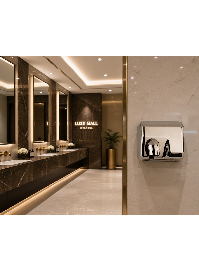 High-speed 2300W hand dryer made of 304 stainless steel with a 360° nozzle, electrically operated, wall-mounted. - Image 3