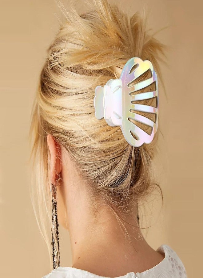Didder Pearl White Seashell Flat Hair Claw Clips for Women, Summer Mermaid Ocean Themed Beach Pool Party Flat Shell Hair Clip Claws Accessories for Cruise Wear Outfits - Image 2
