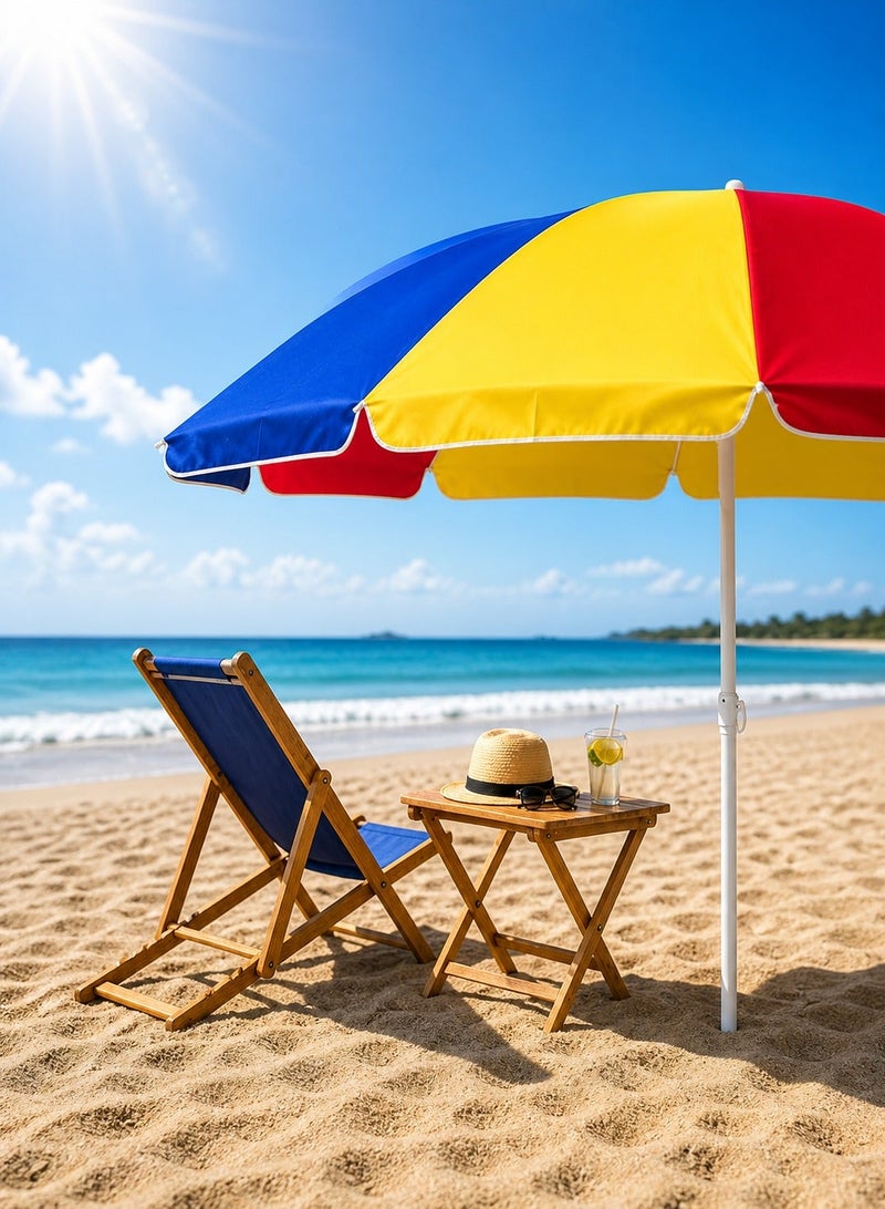 DBLEW Beach Umbrella Large Shade - 200CM Patio Umbrella [Pointed End] Stylish Mix Design, UV Protection, Durable Wind-Resistant Frame, Lightweight Portable Umbrella for Beach, Pool, Picnic - Image 2