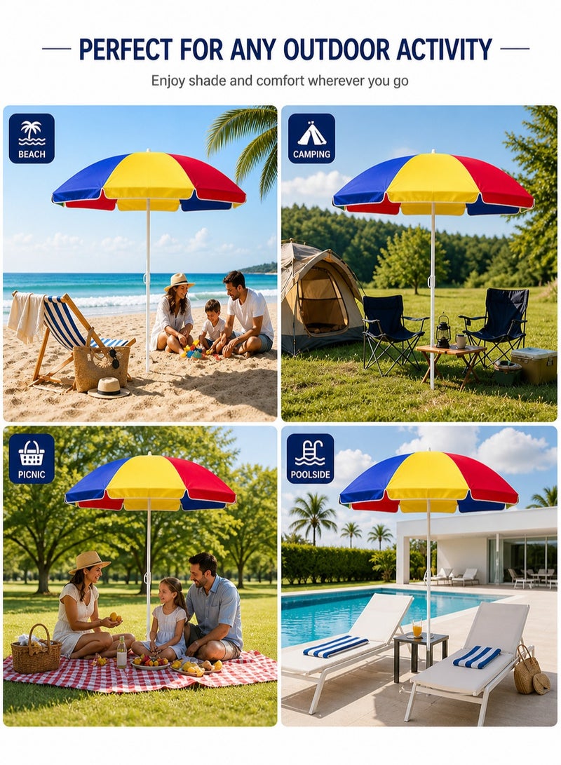 DBLEW Beach Umbrella Large Shade - 200CM Patio Umbrella [Pointed End] Stylish Mix Design, UV Protection, Durable Wind-Resistant Frame, Lightweight Portable Umbrella for Beach, Pool, Picnic - Image 4