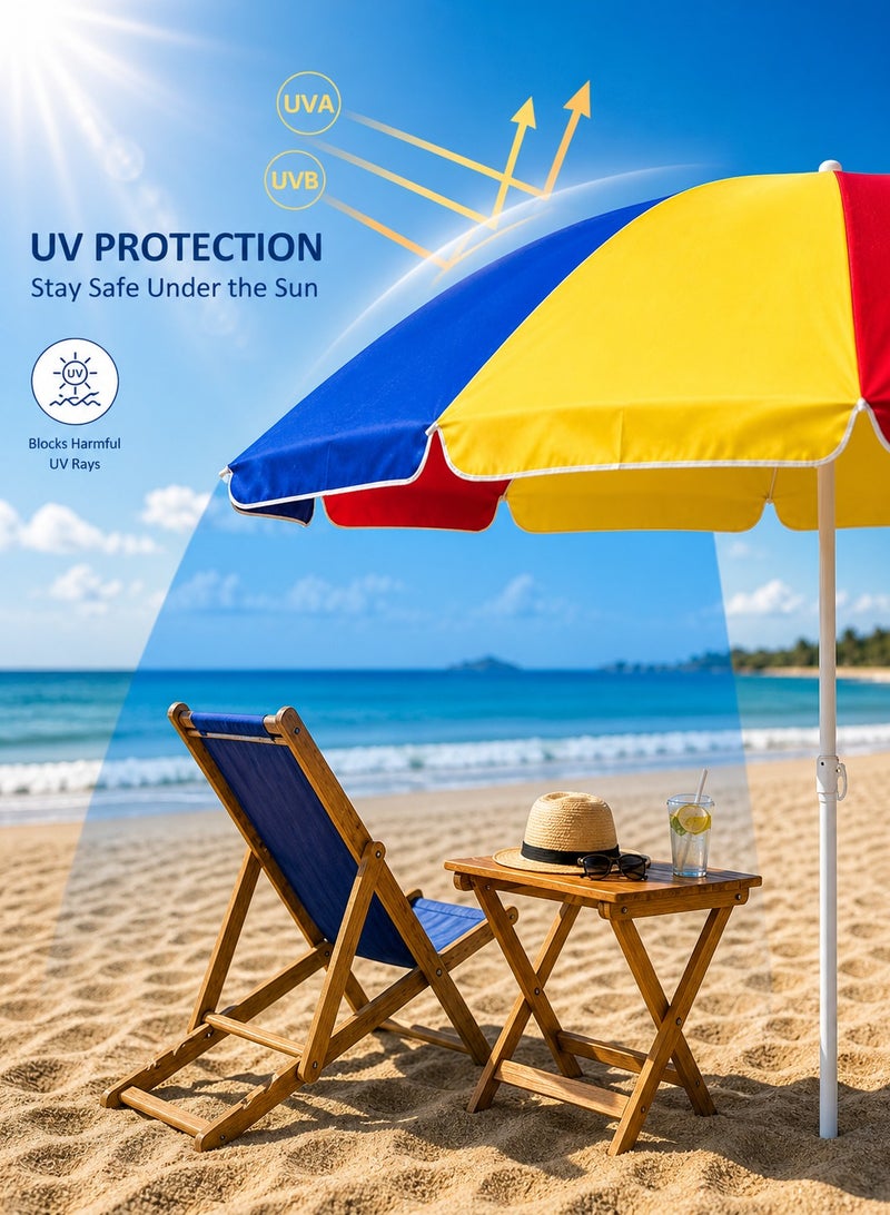 DBLEW Beach Umbrella Large Shade - 200CM Patio Umbrella [Pointed End] Stylish Mix Design, UV Protection, Durable Wind-Resistant Frame, Lightweight Portable Umbrella for Beach, Pool, Picnic - Image 5