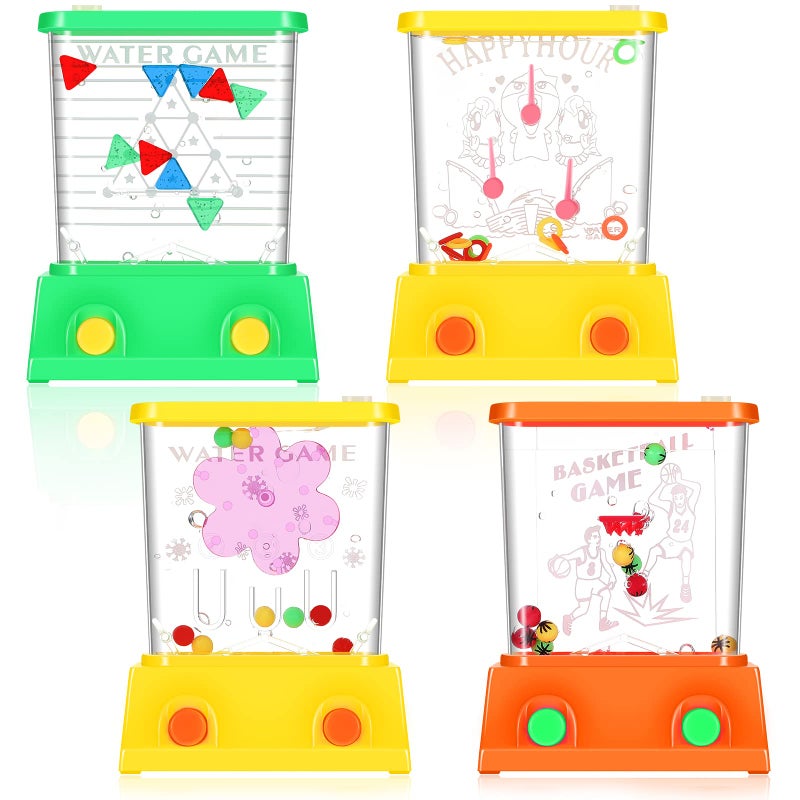 Gejoy 4 Pieces Water Games Handheld Easter Basket Stuffers for Kids Water Ring Toss Handheld Game Mini Retro Pastime Car Toys Fidget Autism Toys for Easter Children Boys Girls Birthday(Classic Style) - Image 1