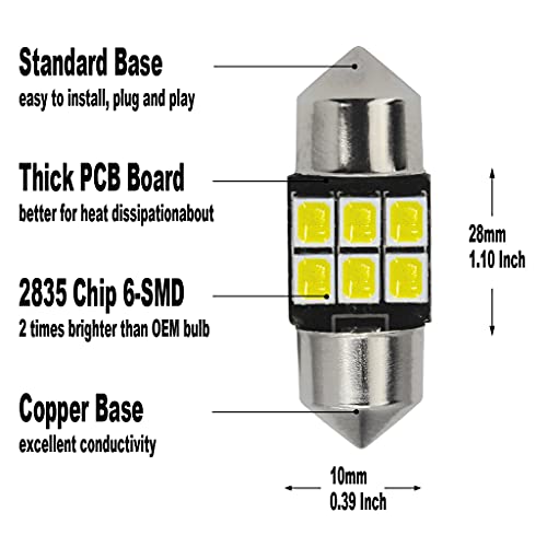 Yoper DE3021 DE3022 LED Light Bulbs for Interior Dome Map Door Courtesy License Plate White Canbus Error Free Festoon (28MM) - Image 2