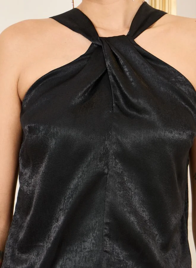 ستايلي Twisted Halter Neck Sleeveless Regular Fit Blouse