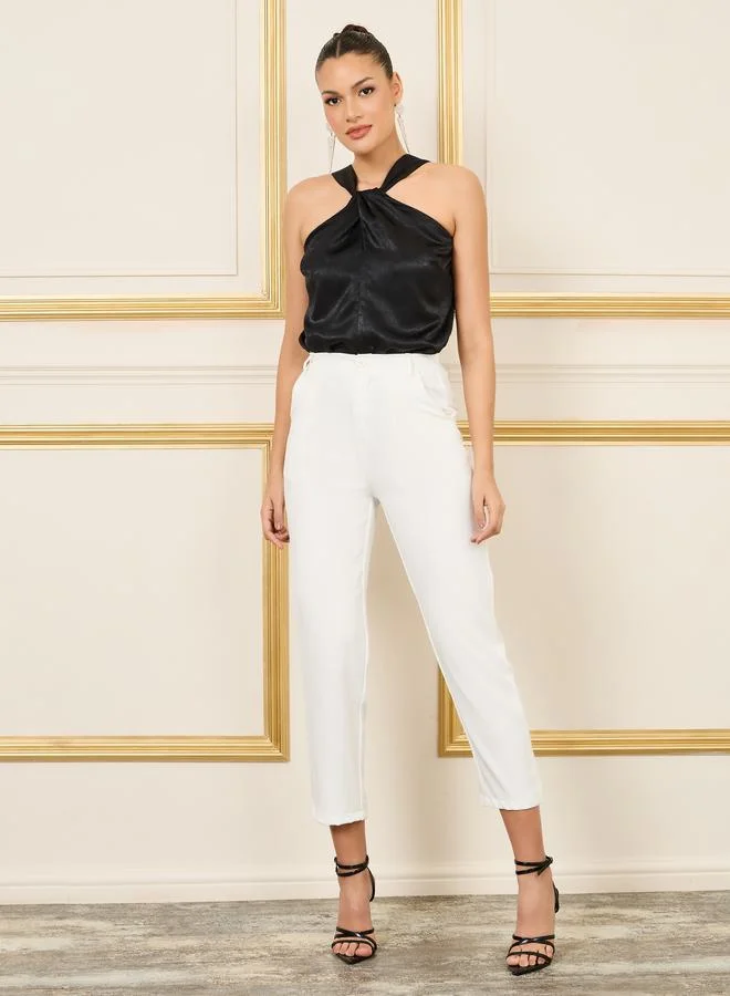 ستايلي Twisted Halter Neck Sleeveless Regular Fit Blouse