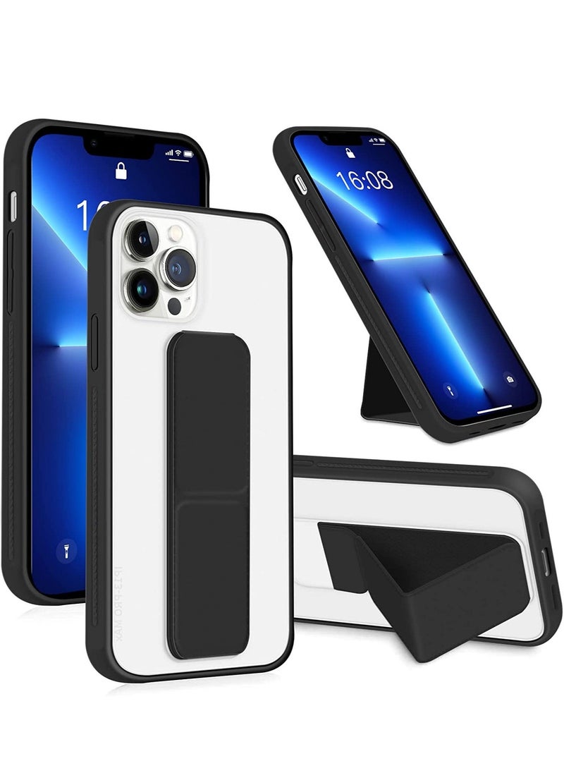 Raxoom iPhone 13 Pro Max Case Cover, Matte Stand Foldable Kickstand Hand Grip Frosted Holder Phone Cover for 13 Pro Max 6.7 inch(Black) - Image 1
