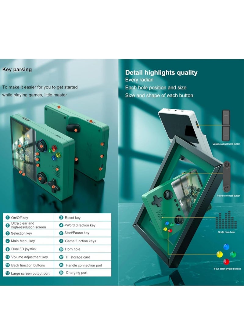 ELTRAZONE وحدة ألعاب محمولة بتصميم كلاسيكي – بطاقة TF سعة 32 جيجابايت، أكثر من 6,000 لعبة محملة مسبقًا، 11 محاكي، شاشة IPS بحجم 3.5 بوصة، وحدة ألعاب كلاسيكية محمولة لعشاق الألعاب الكلاسيكية - Image 4