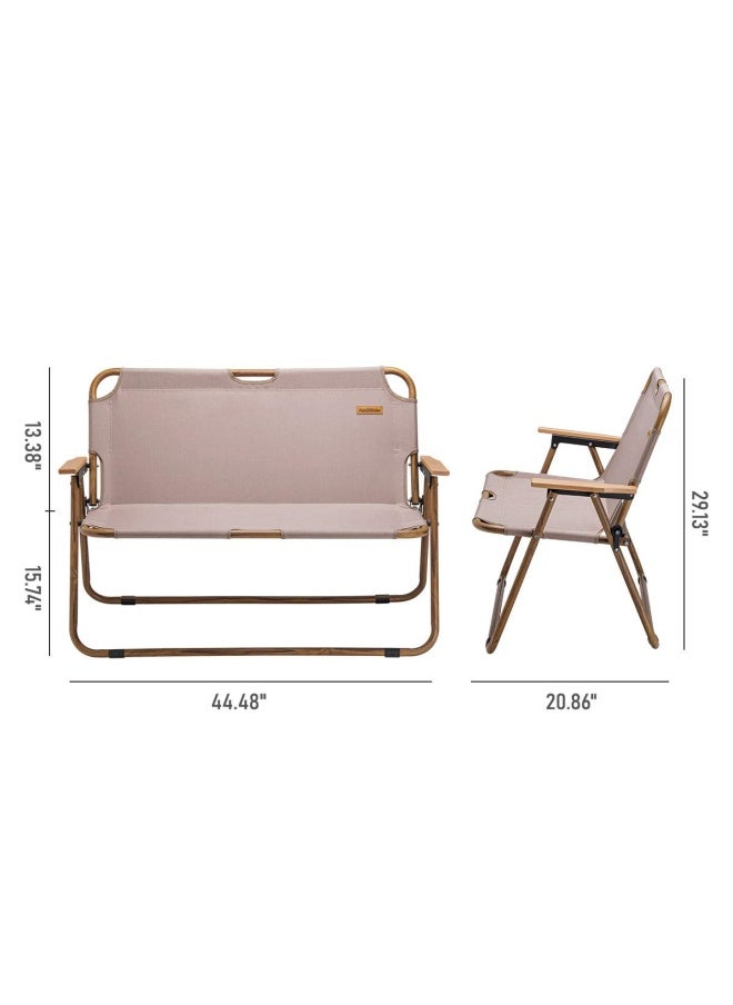 Naturehike Outdoor Folding Double Chair | Camping Chair | Khaki | Portable And Lightweight | Supports Up To 265 Lbs | Foldable Design For Easy Transport  - Image 2