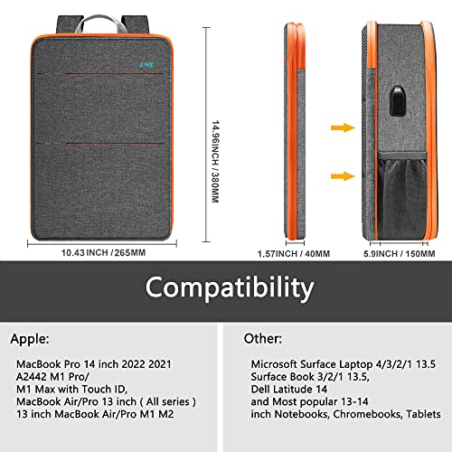 ZINZ Slim & Expandable Laptop Backpack Water Resistant Travel Backpack Compatible with MacBook Air/Pro 13-14 inch XPS 13 Surface 13.5" and Most 13-14 inch NoteBooks,G01OG01 - Image 2