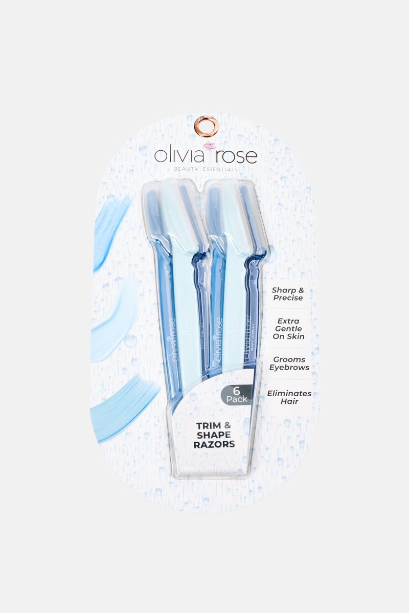 Olivia Rose 6 Pack Brand Logo Trim And Shape Razors Set, Multicolor - Image 1