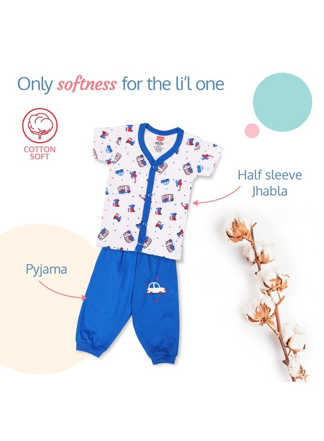 Luvlap Newborn Baby Garment Gift Set, Pack Of 8, White & Blue - Image 4