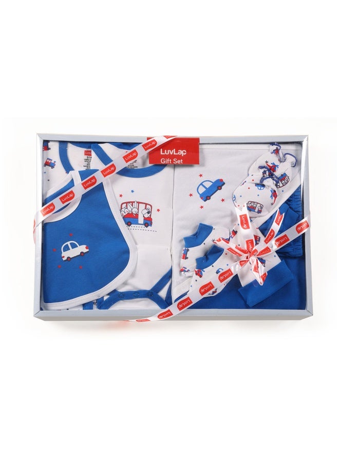 Luvlap Newborn Baby Garment Gift Set, Pack Of 8, White & Blue - Image 2