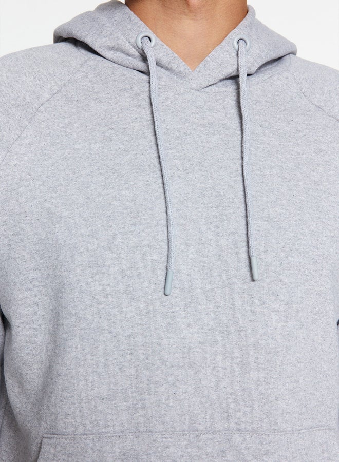 trendyol Grey Regular/Normal Cut Hooded Fleece/Warm Sweatshirt - Image 4