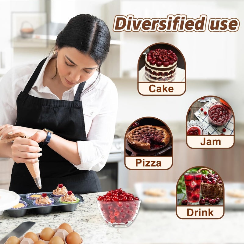 Kerfulty Cherry Pitter - Quick Release Multi Cherries Stoner Pitter 7-in-1, Push Button Cherr'y Core Pit'ter Tool Multiple with Splatter Protector, Pit Seed Remover for Making Jam Cherry Dishes (Balck-7 Holes) - Image 5