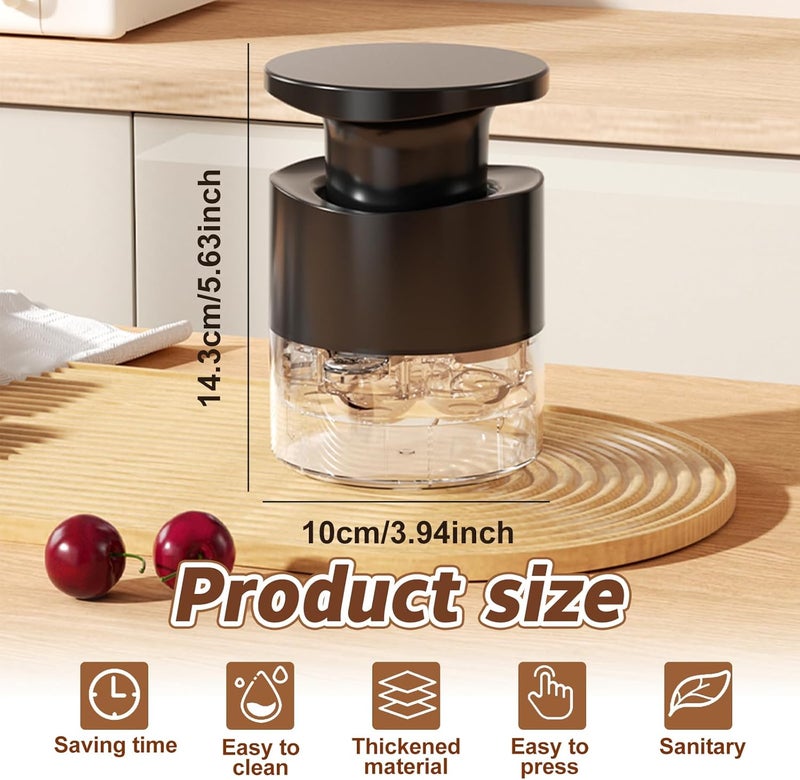 Kerfulty Cherry Pitter - Quick Release Multi Cherries Stoner Pitter 7-in-1, Push Button Cherr'y Core Pit'ter Tool Multiple with Splatter Protector, Pit Seed Remover for Making Jam Cherry Dishes (Balck-7 Holes) - Image 2