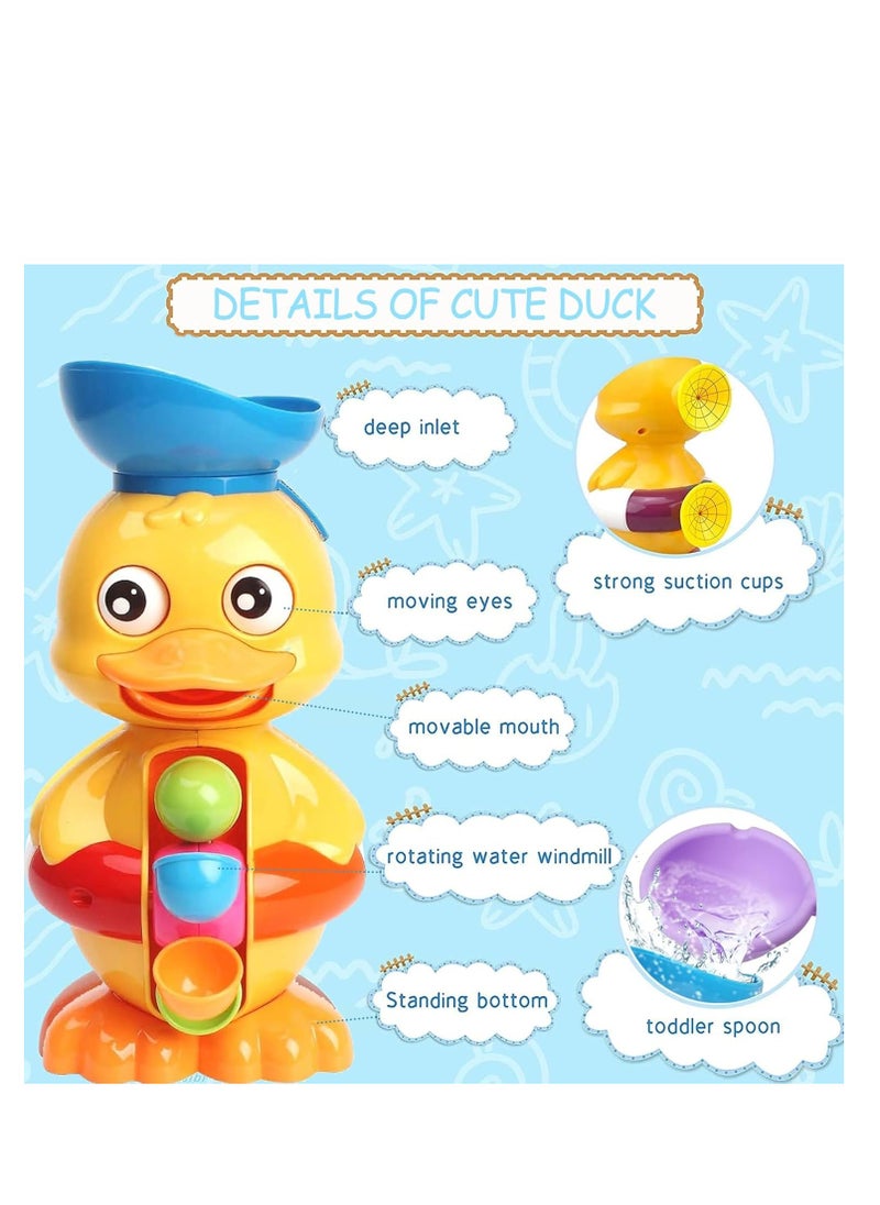 Rightsure - Toddler bath toys, cute duck baby bathtub toys, spinning water car, water spray children bathroom tub bath water toys toddler shower, children's water toys (A) - Image 1