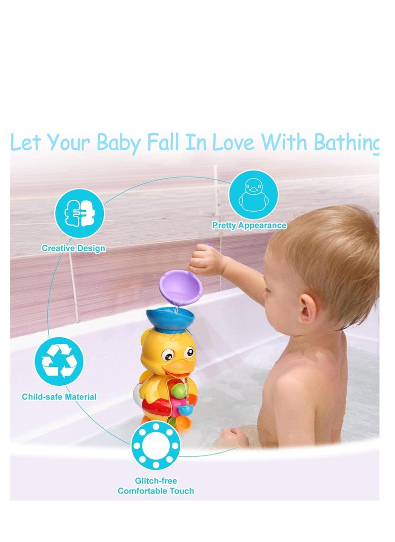 Rightsure - Toddler bath toys, cute duck baby bathtub toys, spinning water car, water spray children bathroom tub bath water toys toddler shower, children's water toys (A) - Image 1