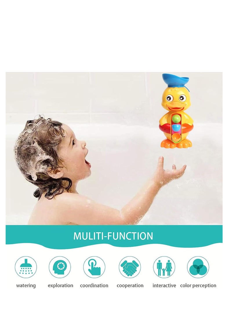 Rightsure - Toddler bath toys, cute duck baby bathtub toys, spinning water car, water spray children bathroom tub bath water toys toddler shower, children's water toys (A) - Image 1