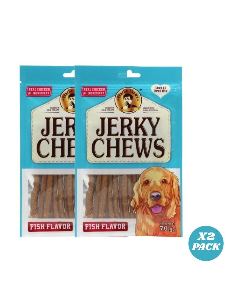 Generic Charlie Jerky Chews Chicken & Fish Treats, Puppy and Dogs Treats (2 x 70grams)  - Image 1