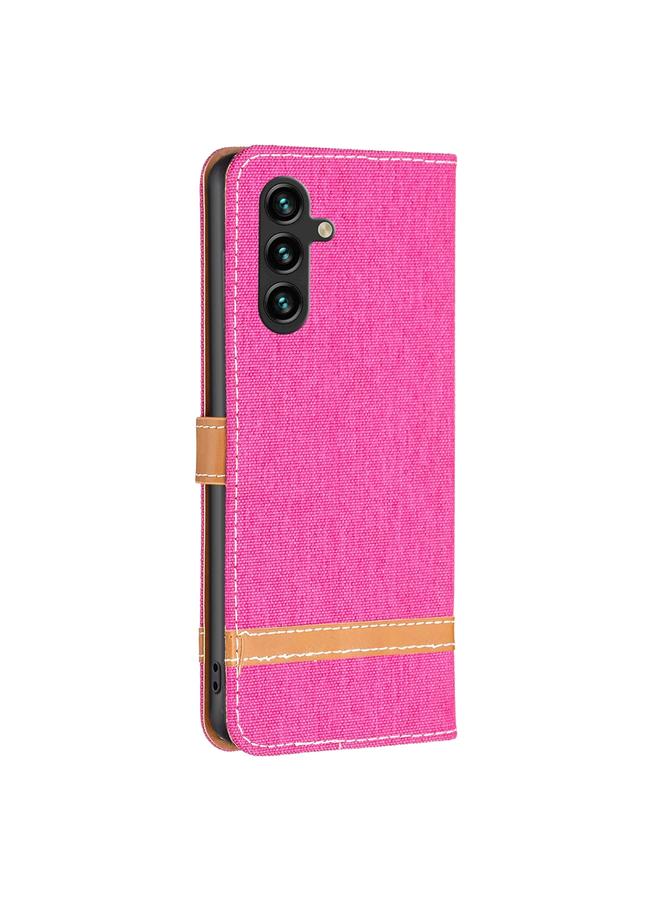 S-TOP Case For Samsung Galaxy A55 Color Block Denim Texture Leather Phone Case - Image 3