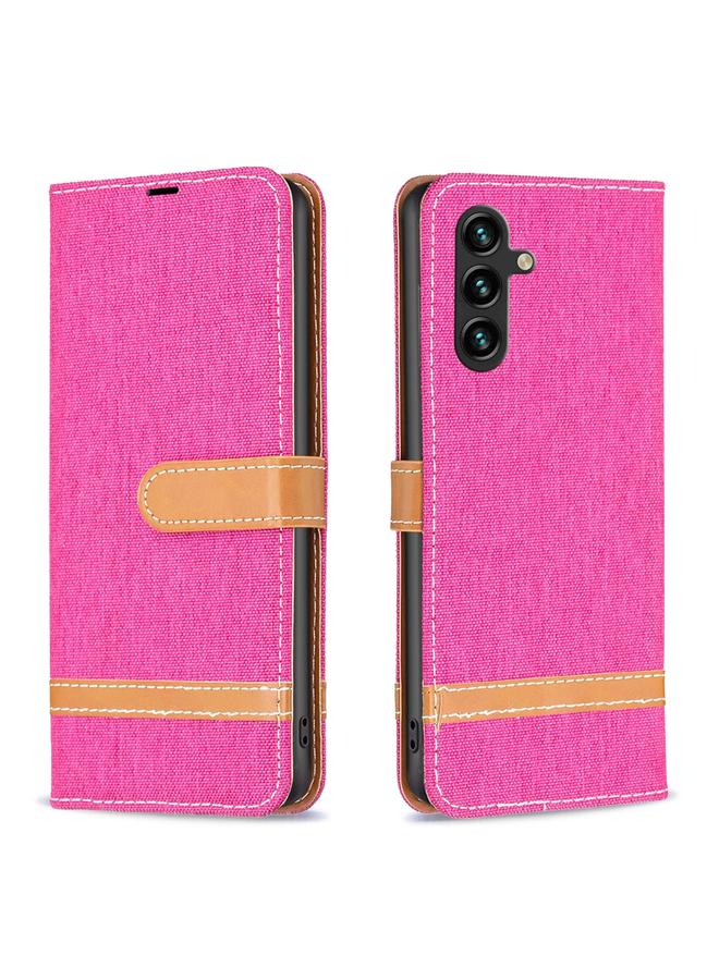 S-TOP Case For Samsung Galaxy A55 Color Block Denim Texture Leather Phone Case - Image 1