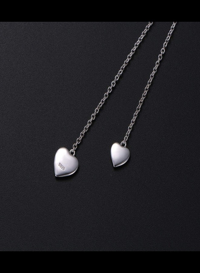 FLYOW Long Chain Dainty Necklace Simple Style 925 Sterling Silver Heart Pendant Adjustable Y Shaped Necklace Jewelry (Two heart) - Image 3