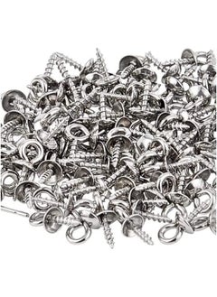Generic Stainless Steel Screw Eye Pin 10x4mm Stainless Steel Eye Pin Bail Pegs 1.2mm Pin Metal Hoop Peg Screw Eye Pin Hook for Half Drilled Beads Jewelry Earring Making 
