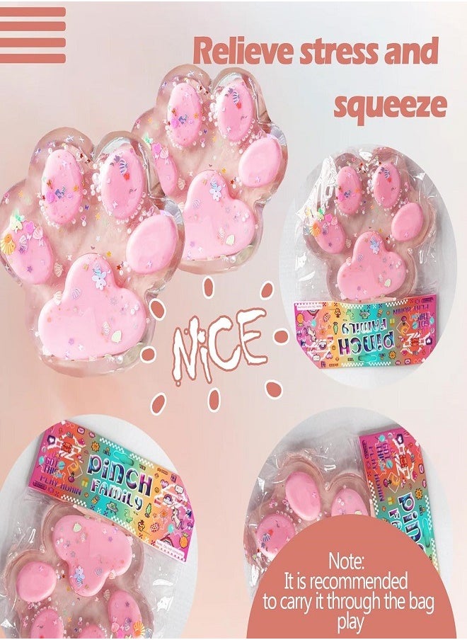 Generic Squishy Cat Paw Fidget Toys, Pinch Family Squeeze Toys, Cute Squishies Stress Ball Sensory Toys (Pink)  - Image 3