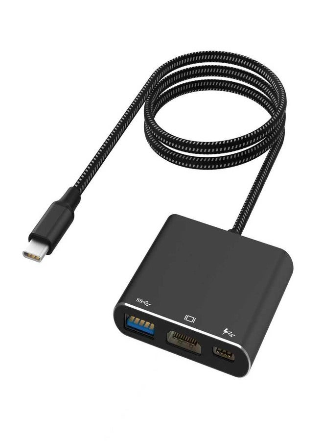 Battony USB C to HDMI Adapter - 4K Multiport AV Converter for MacBook Pro/Air, iPad Pro - with USB C, USB 3.0 and HDMI Ports (Black, 3 * 0.6 * 6.73 in) - Image 1