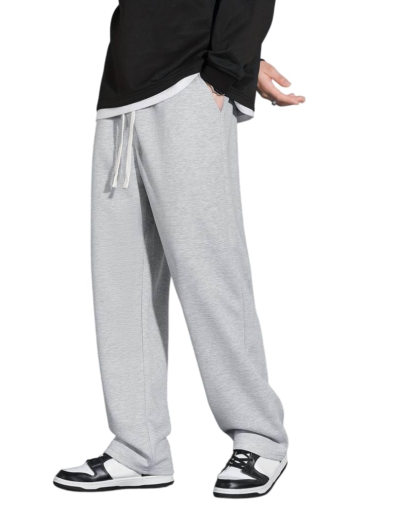 PROGENY Men High Rise Loose Open Bottom Joggers/Loose Soft Casual Lowers/Casual Extra Open Bottom Lower Cotton -21125Vg4Grey 42 - Image 1