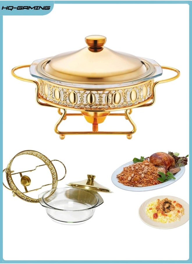 Chafing Dish Buffet, Round Chafing Dish Buffet Set, Chafing Dish with Lid and Stand, Chafers and Buffet Warmers Set for Parties Weddings Catering