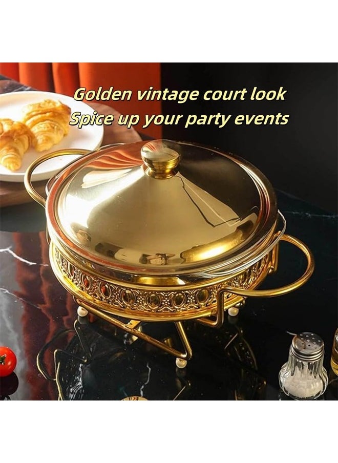 Chafing Dish Buffet, Round Chafing Dish Buffet Set, Chafing Dish with Lid and Stand, Chafers and Buffet Warmers Set for Parties Weddings Catering
