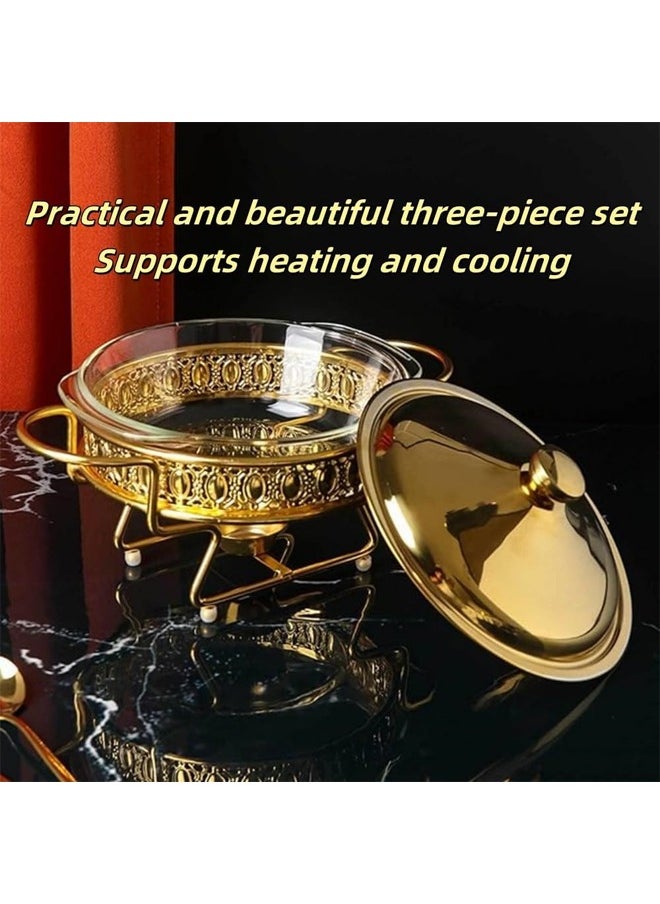Chafing Dish Buffet, Round Chafing Dish Buffet Set, Chafing Dish with Lid and Stand, Chafers and Buffet Warmers Set for Parties Weddings Catering