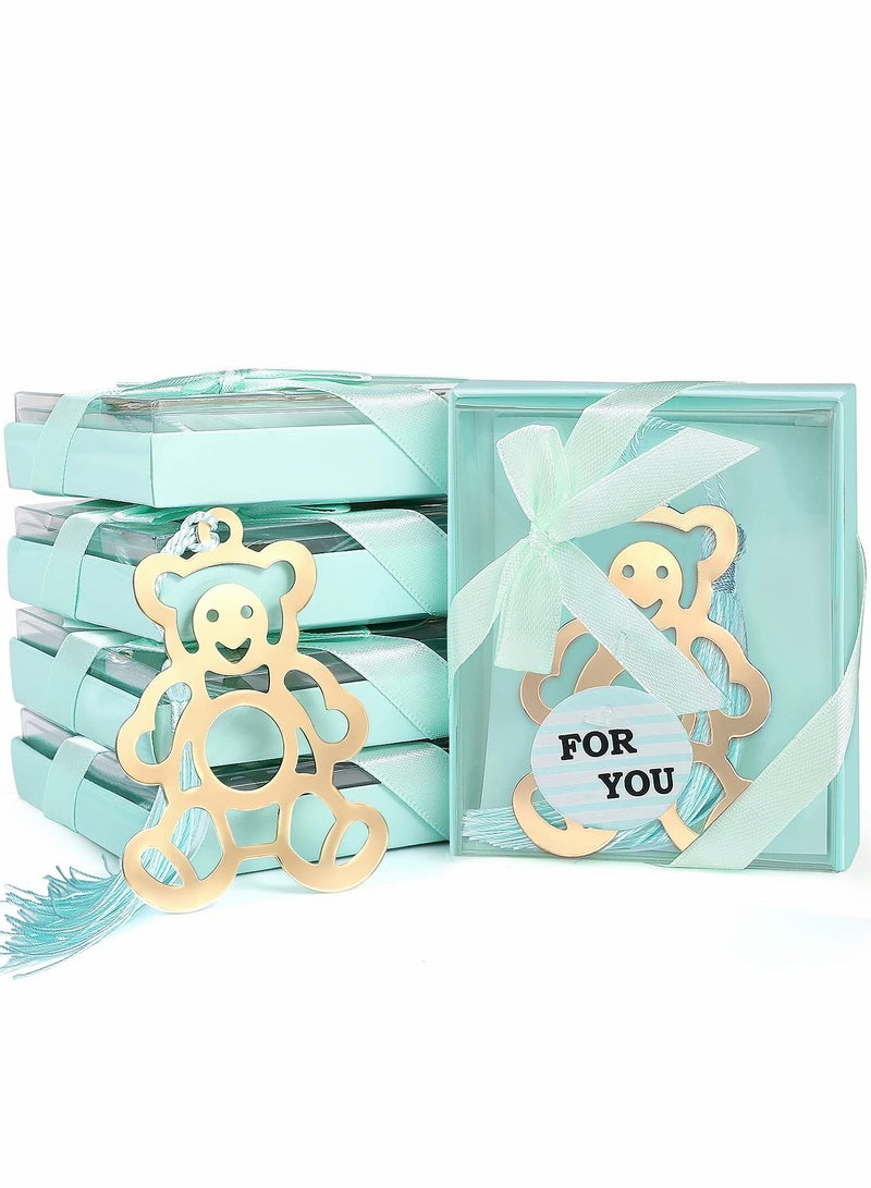 20 Pcs Baby Shower Favors, Metal Bookmarks Guest Gifts for Baby Shower/Birthday/Bridal Party, Carnival Reward, Little Bear Decorations, Souvenirs with Individual Package - Blue Theme. - Image 1