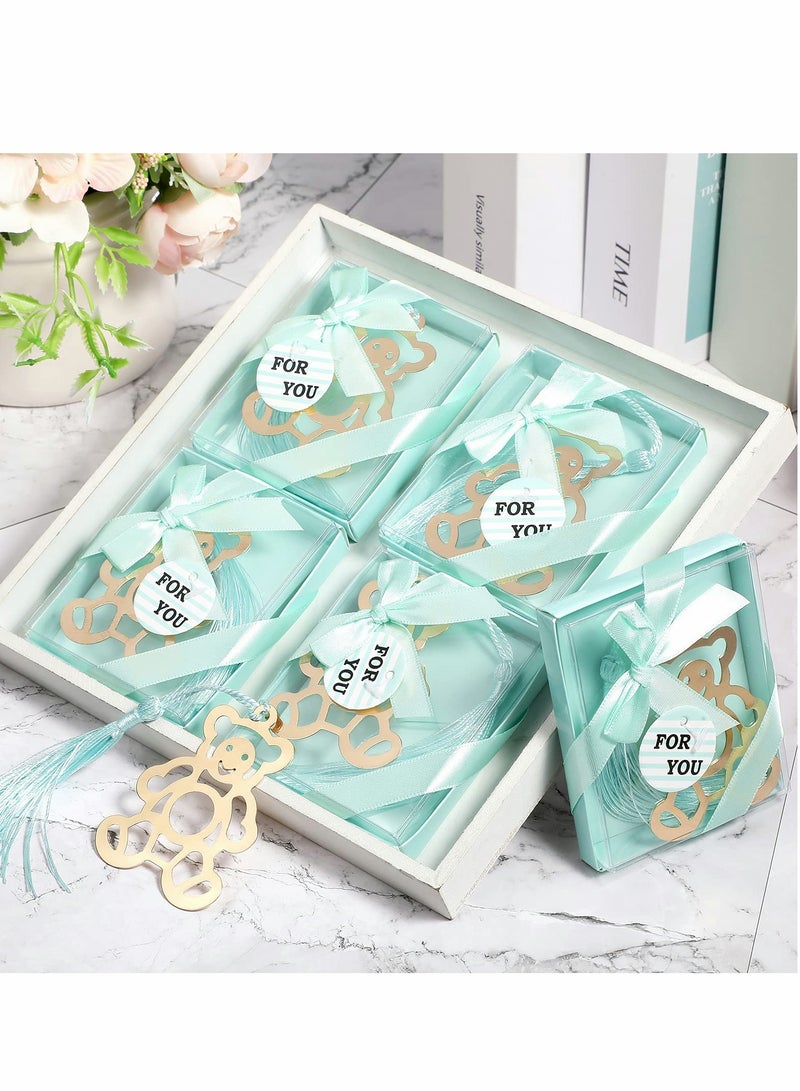 20 Pcs Baby Shower Favors, Metal Bookmarks Guest Gifts for Baby Shower/Birthday/Bridal Party, Carnival Reward, Little Bear Decorations, Souvenirs with Individual Package - Blue Theme. - Image 5