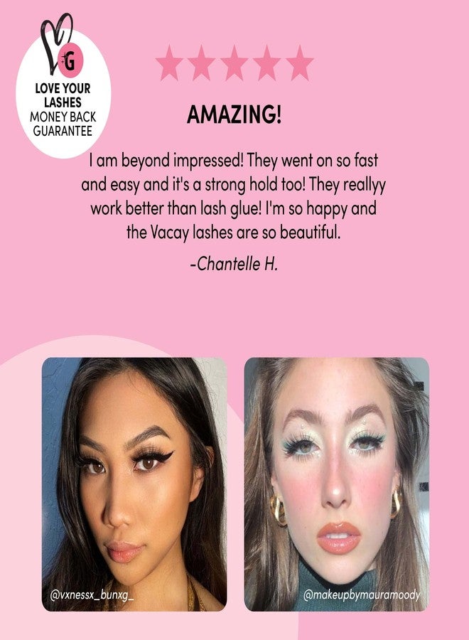 جلامنتيك رموش مغناطيسية من Glamnetic - Vacay | رموش مغناطيسية طويلة، قابلة لإعادة الاستخدام حتى 60 مرة، رموش كثيفة من المنك الصناعي، رموش جذابة، دائرية - زوج واحد - Image 3