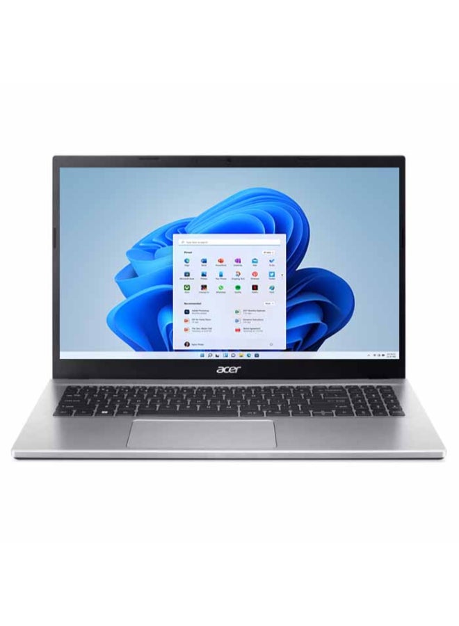أيسر لابتوب أسباير 3 A315 بشاشة 15.6 بوصة عالية الدقة بالكامل (1920×1080)، معالج Intel Core i5-1235U، ذاكرة وصول عشوائي 8 جيجابايت DDR4، قرص صلب SSD سعة 512 جيجابايت، معالج رسومات Intel Iris Xe، نظام تشغيل DOS (بدون ويندوز)، يدعم اللغتين الإنجليزية والعربية، لون فضي نقي الإنجليزية/العربية فضي نقي - Image 1