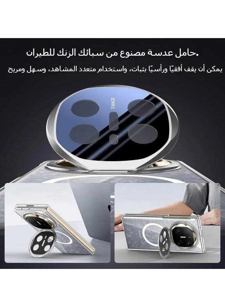 عام الغطاء المغناطيسي متوافق مع هاتف Huawei Mate X6 [يحتوي على حامي شاشة مدمج]، مع حامل معدني للكاميرا وغطاء شفاف مطلٍ مقاوم للصدمات يدعم الشحن اللاسلكي. - Image 3