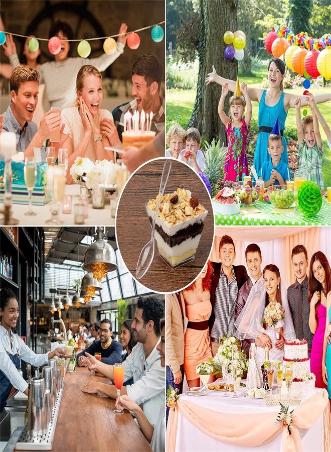كؤوس الحلوى البلاستيكية، 50 علبة كؤوس المشهيات الصافية مع ملعقة مربع الحلوى تقديم الكؤوس القابلة لإعادة الاستخدام وعاء للحلوى الشوكولاتة مشهيات الحلوى عينات الحلوى كؤوس الحلوى  - Image 3