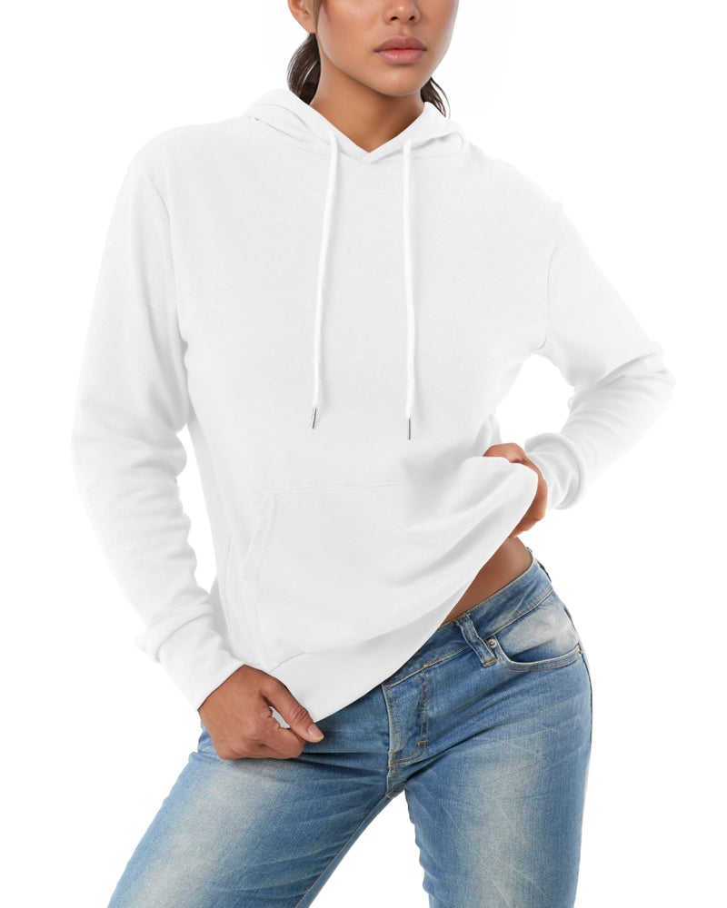 GIVON Women's Essential Pullover Hoodie Thin Lightweight Long Sleeve Comfort Sweatshirt for Everyday Wear / DCF019-WHITE-XL - Image 1