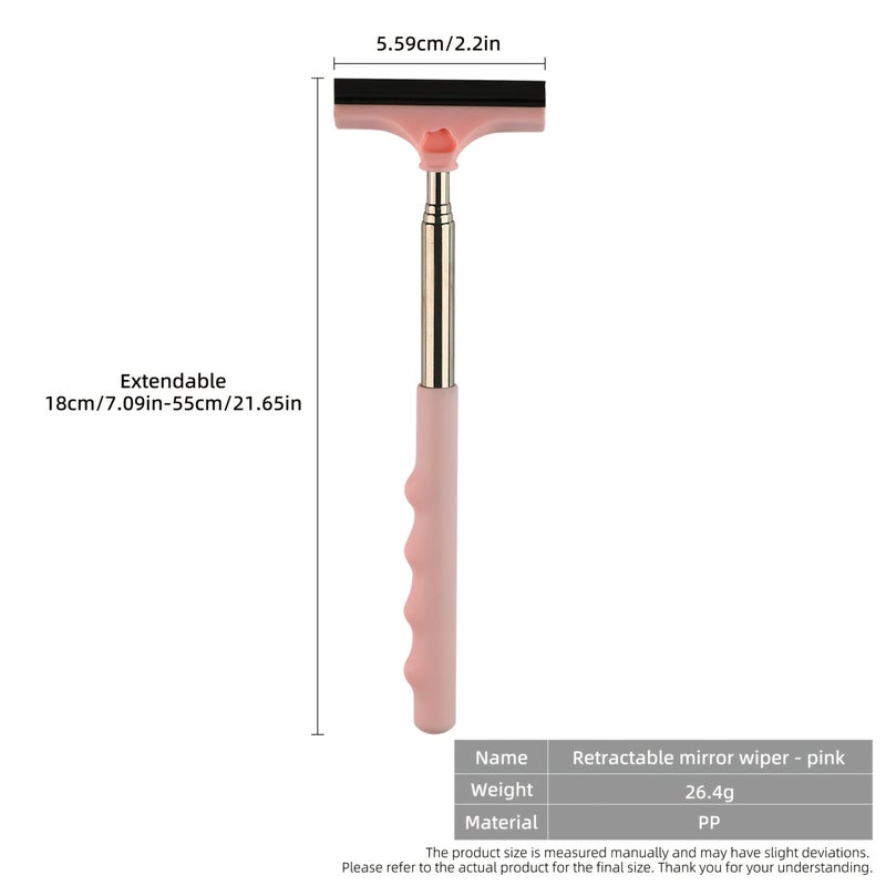 Pink Retractable Rearview Mirror Wiper with Extendable Long Handle for Snow and Mist - Image 3