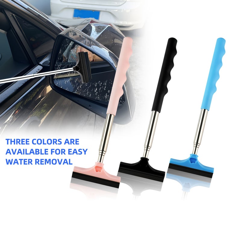 Pink Retractable Rearview Mirror Wiper with Extendable Long Handle for Snow and Mist - Image 1