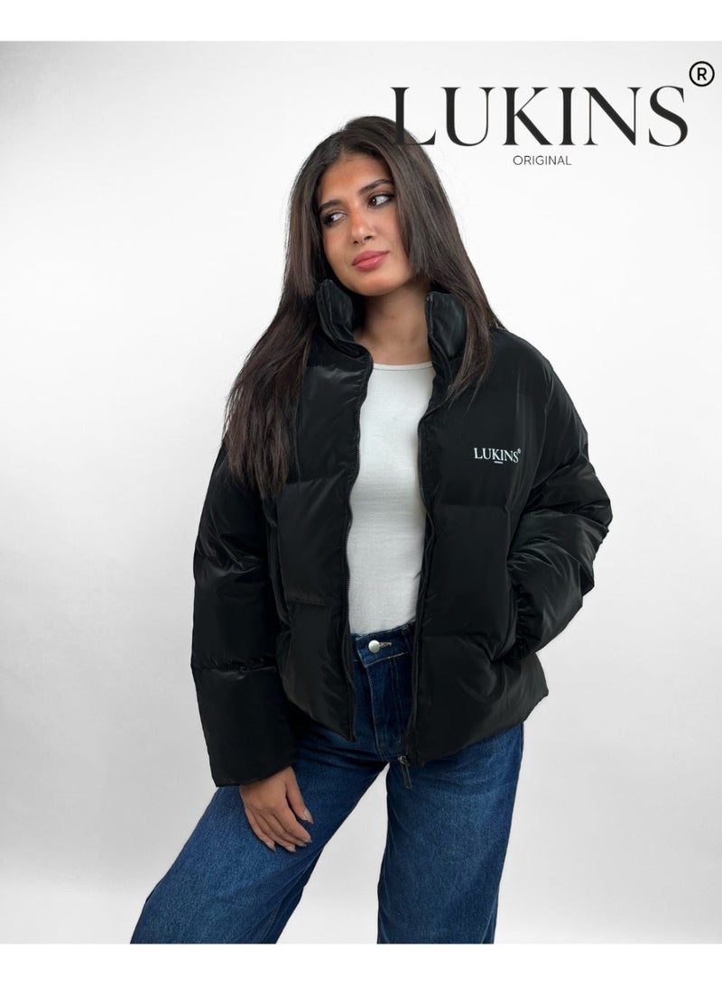 LUKINS High-Quality Black Women’s Waterproof Jacket – Stylish Winter Design and Rain-Resistant - Image 2