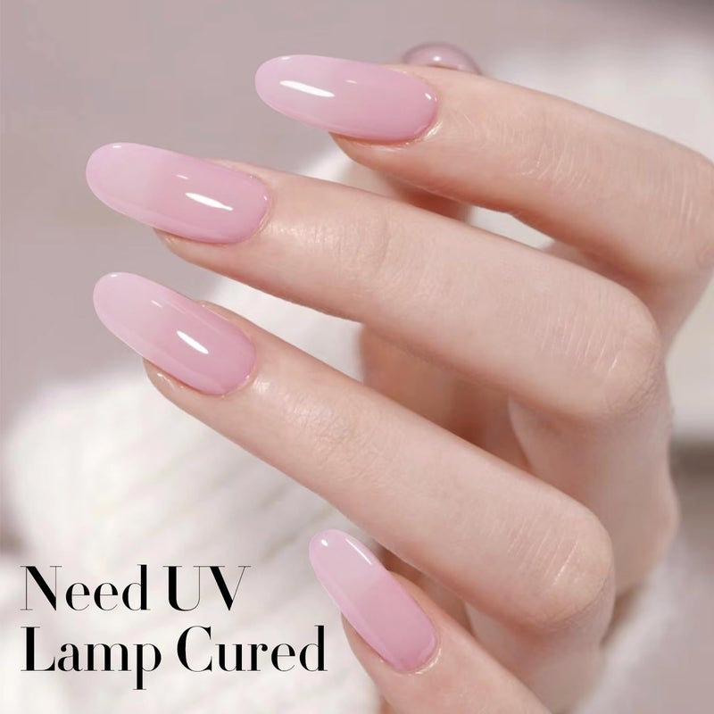 Double Rhythm Translucent Gel Polish Sheer Neutral Natural Light Milky Same Color Same Bottle 15ML Jelly Nail Polish Nail Art DIY at Home (Pink Purple-A1314) - Image 2