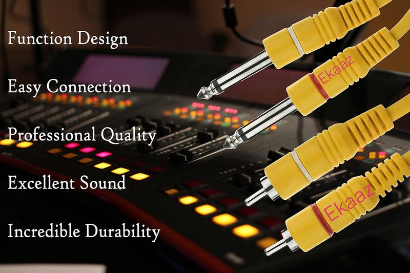 EKAAZ RCA to 1/4 Cable, Quarter inch TS Jack to RCA (2 Jack 6.35mm Stereo to 2 RCA Jack) Audio Y Splitter Cable Insert Cable (10 Meter) - Image 3
